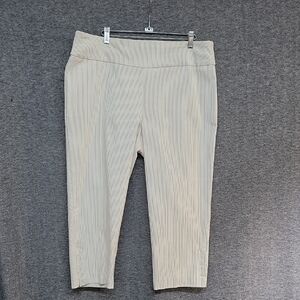 Counterparts Capris Womens Size 14 White With Tan Pinstriping